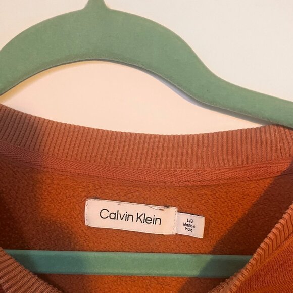 Calvin Klein Sweatshirt L Auburn Pullover Logo Crewneck Casual Streetwear Clean - Picture 3 of 4